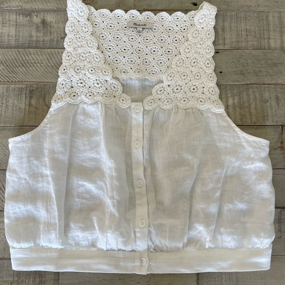 Madewell NWOT White Crochet Sleeveless Top size 8